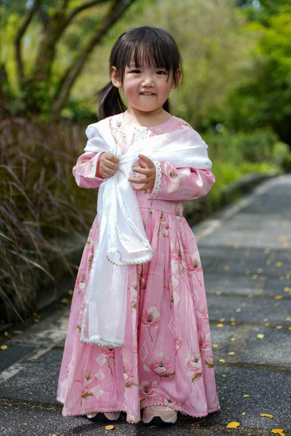 Zarina Pink Girls Anarkali in Cotton