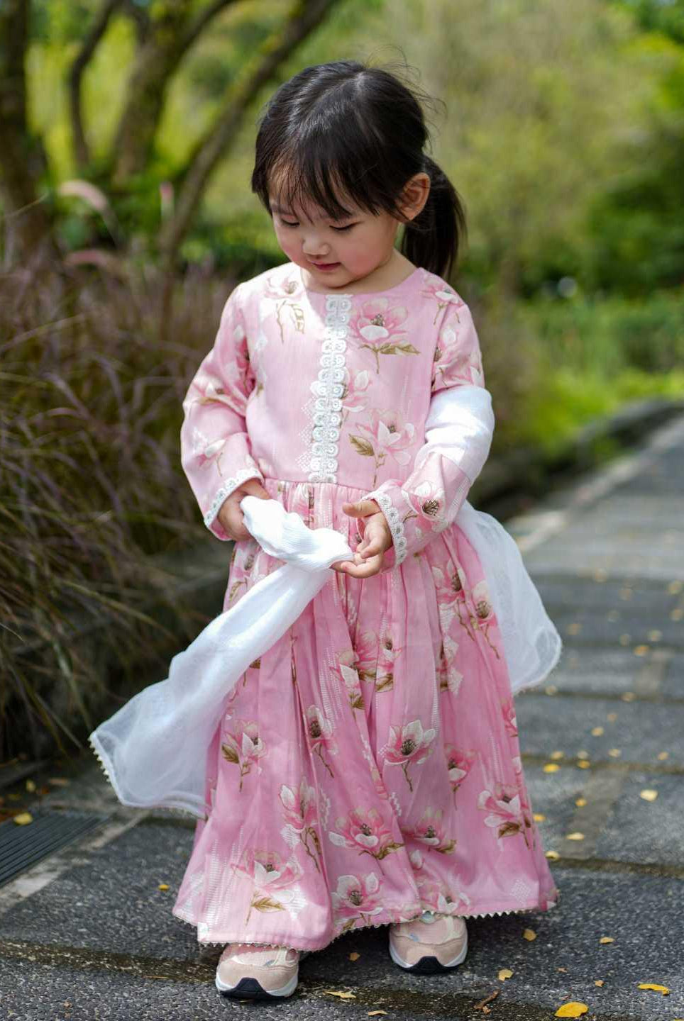 Zarina Pink Girls Anarkali in Cotton