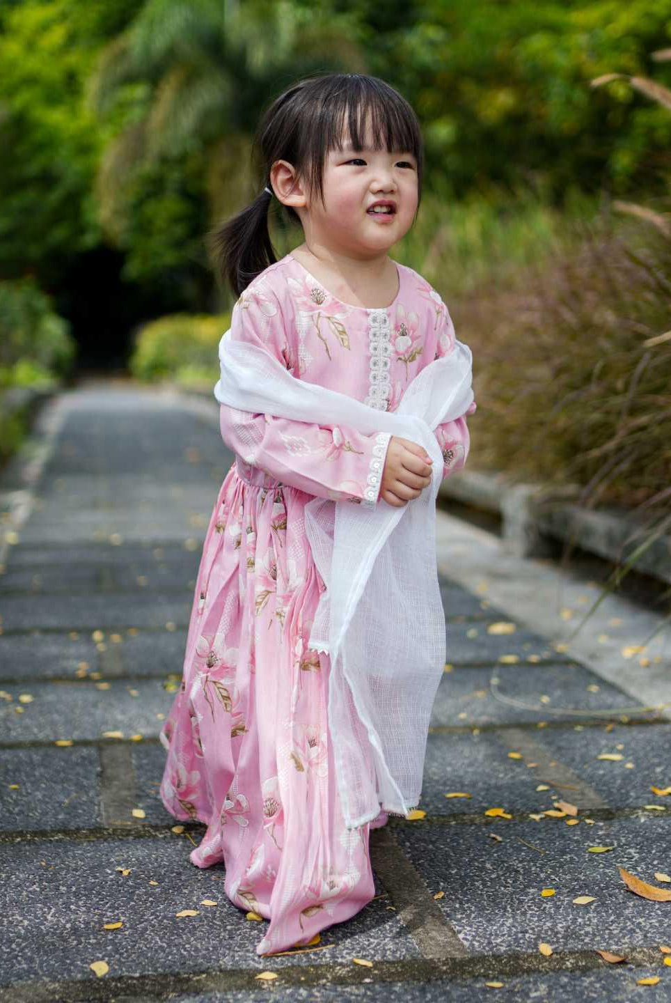 Zarina Pink Girls Anarkali in Cotton