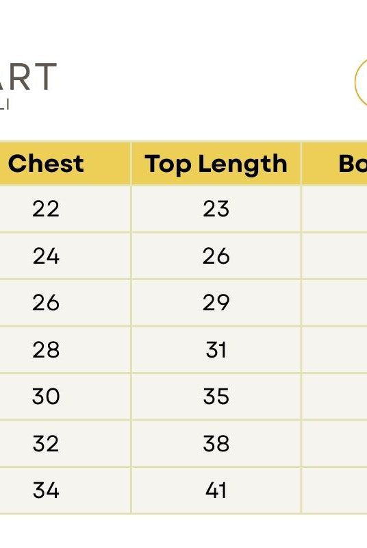 Nimbu Zarina Anarkali Size Chart