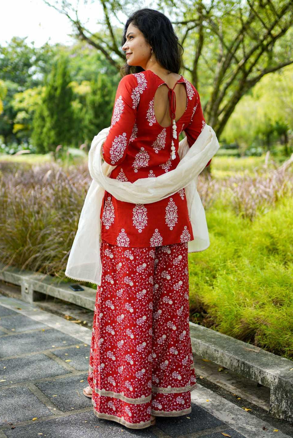 Zeena Red Women Palazzo Kurta Set