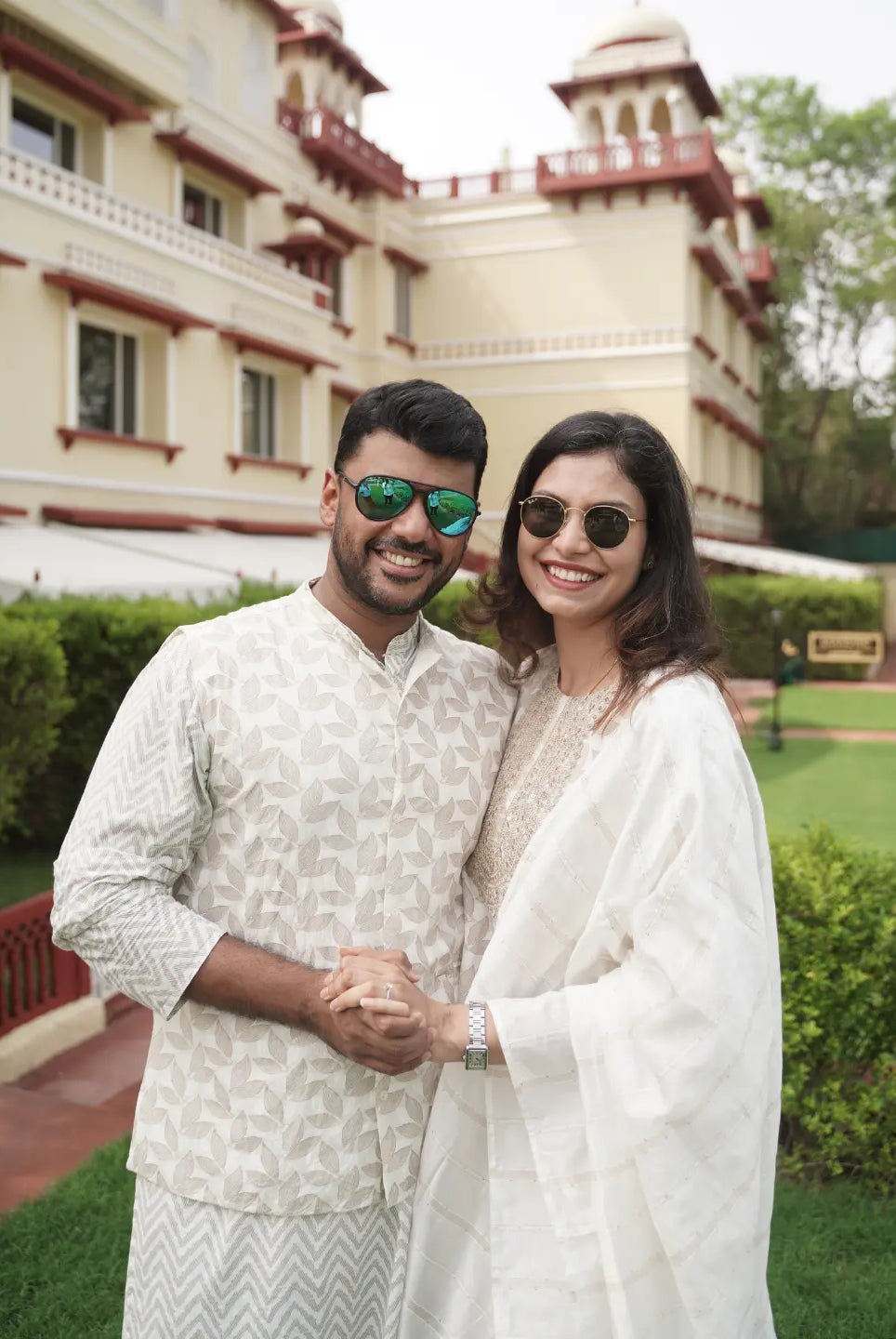 Zoya Mens White & Gold 3-pc Cotton Jacket Set in Cotton Nimbu