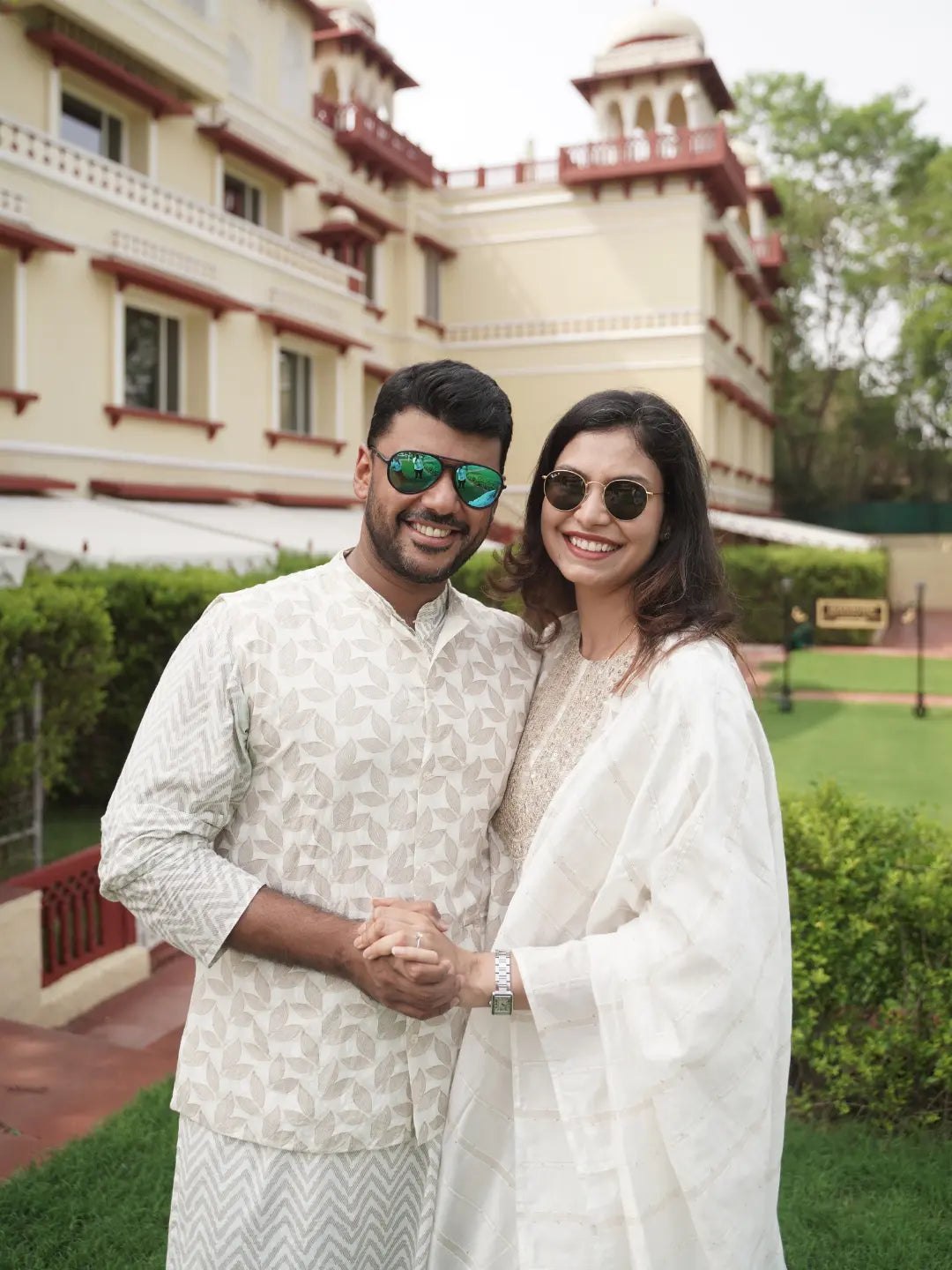 Zoya Mens White & Gold 3-pc Cotton Jacket Set in Cotton Nimbu