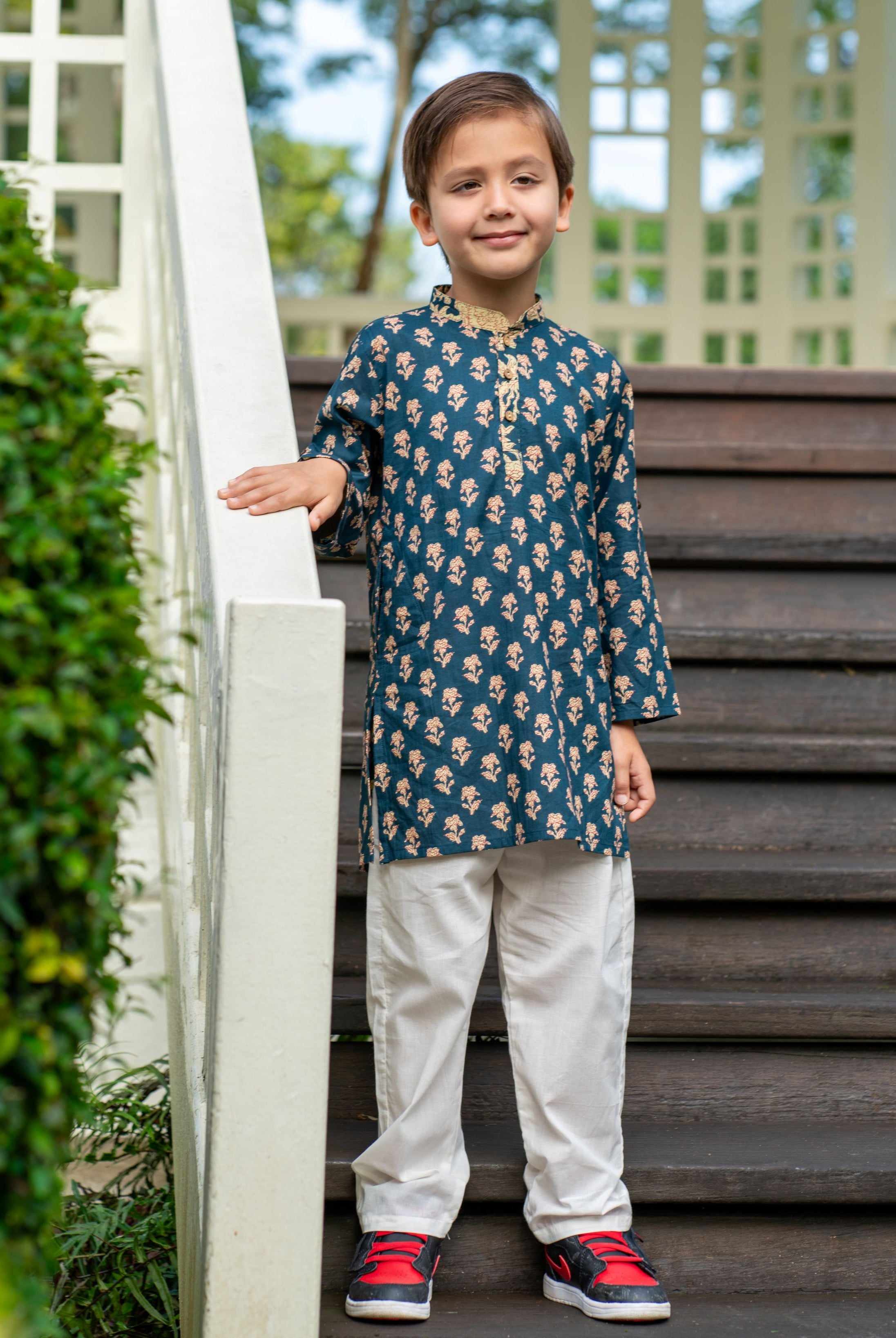 Boys Blue Kurta Pajama Set in Soft Cotton - Ansh