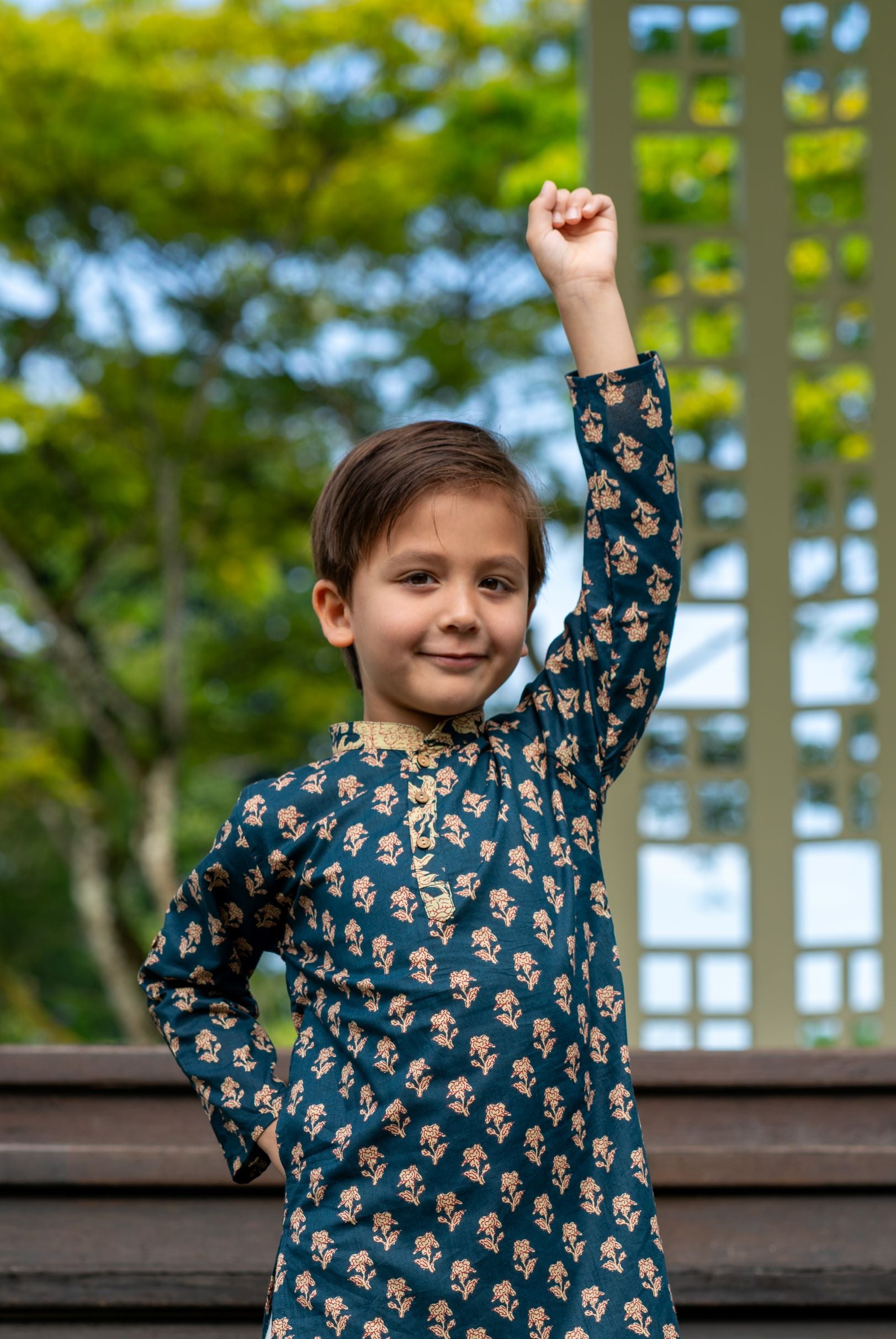 Boys Blue Kurta Pajama Set in Soft Cotton - Ansh