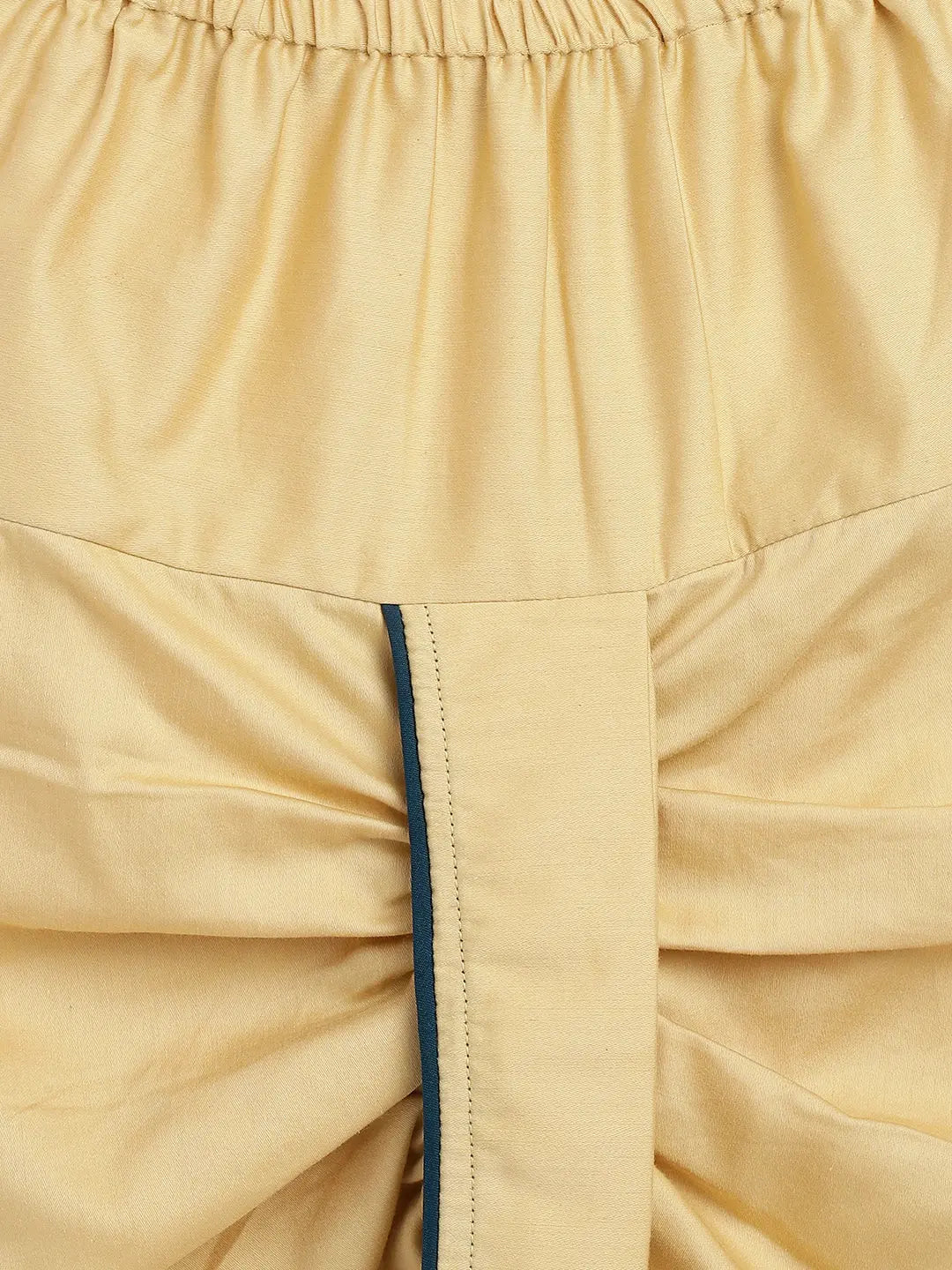 Mehul Cotton Dhoti Kurta in Foil Print in Teal & Gold