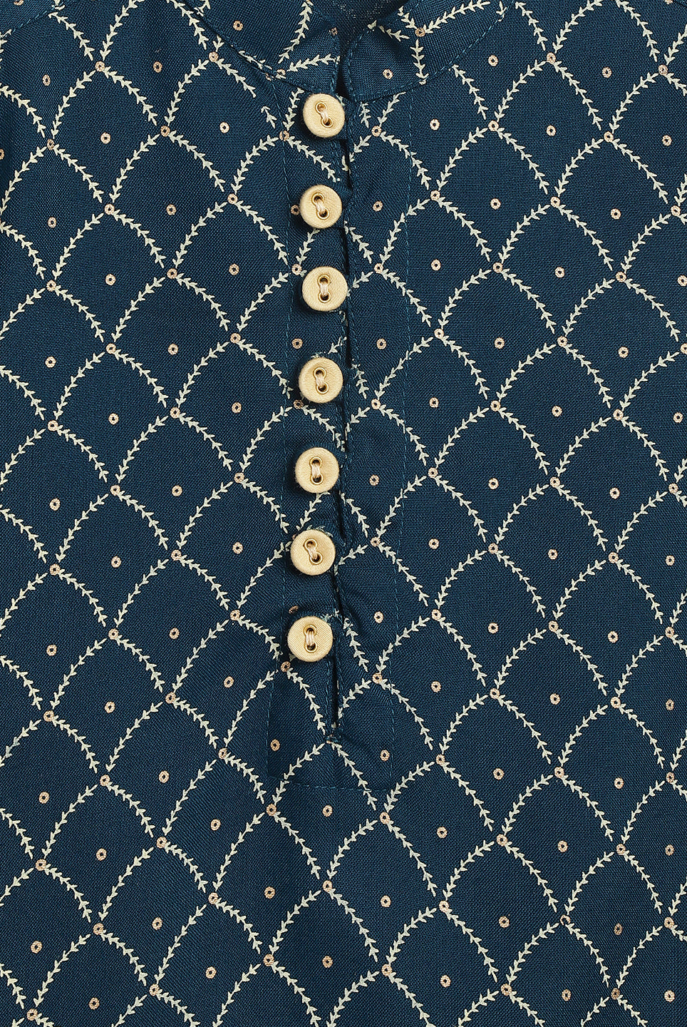 Mehul Cotton Dhoti Kurta in Foil Print in Teal & Gold