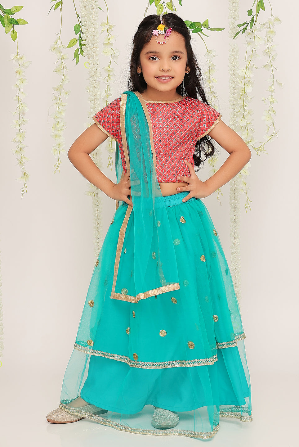 Dreamy Frill Net Lehenga - Nimbu Kids