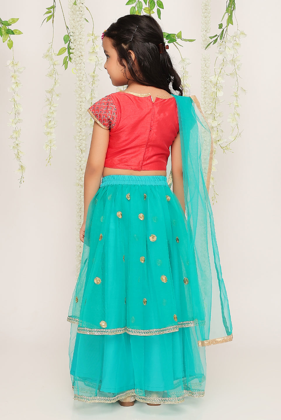Dreamy Frill Net Lehenga - Nimbu Kids