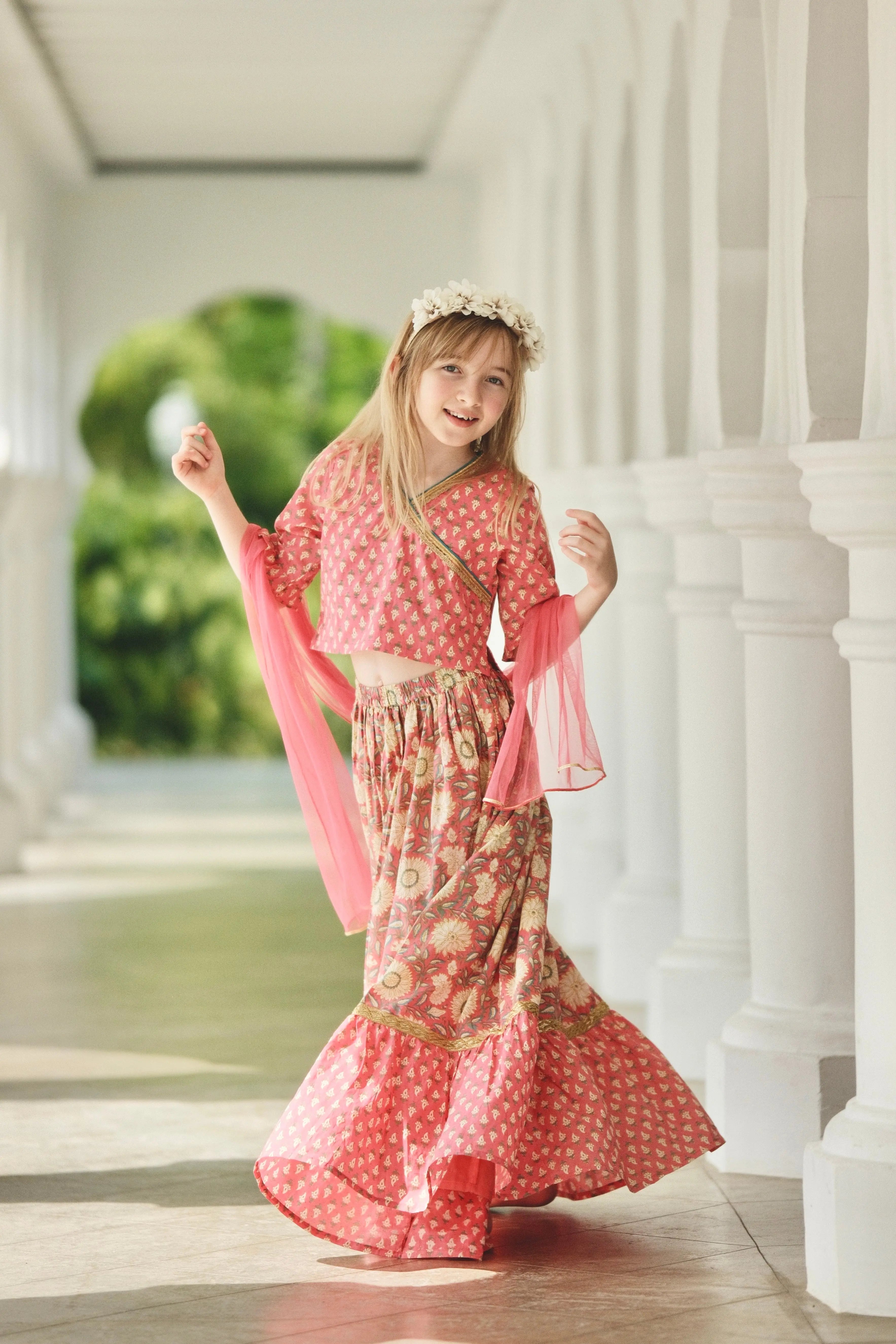 Heer Paisley Pink Lehenga with Angrakha Choli & Dupatta Set