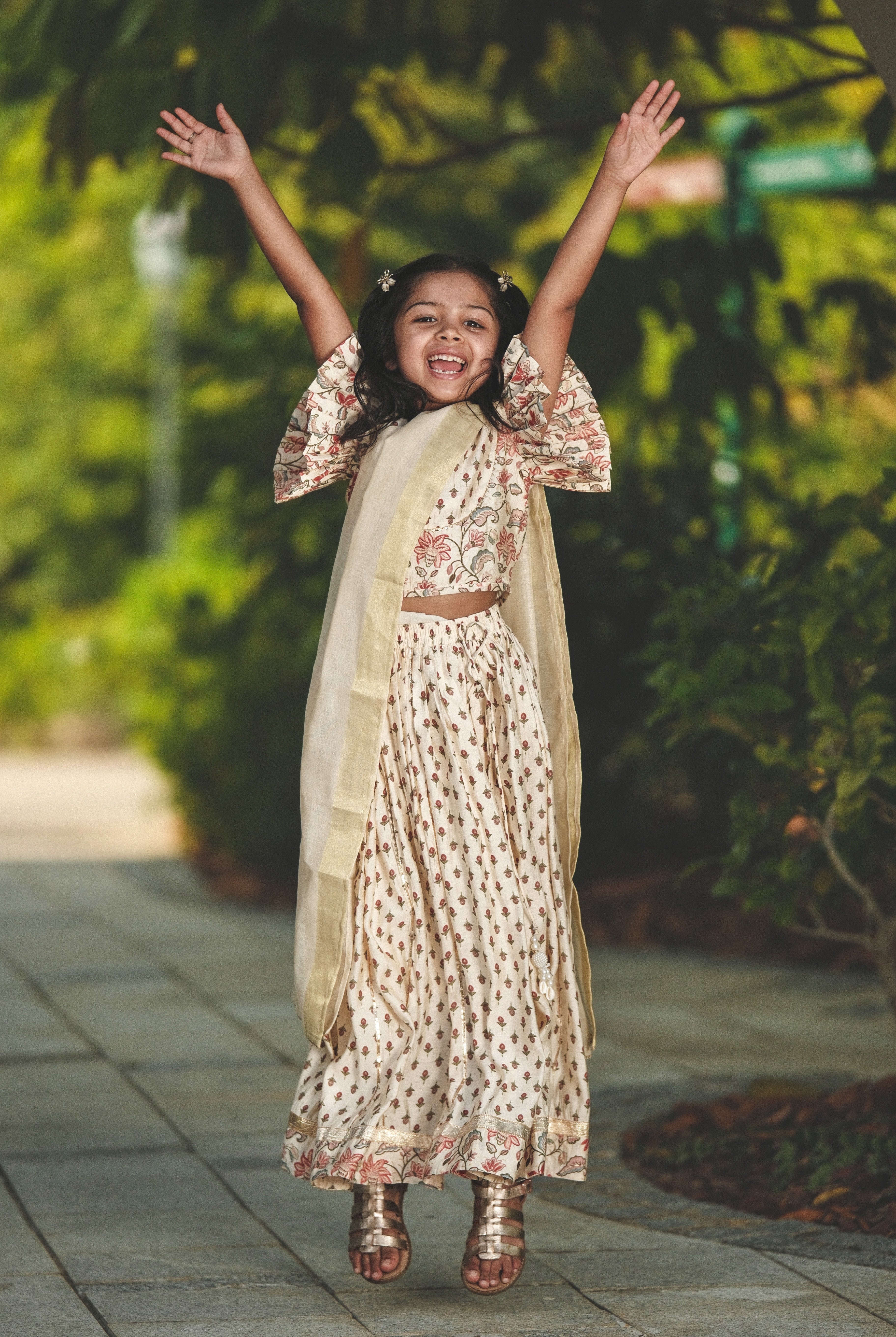 Nia Girls Lehenga Choli Skirt Top in Muslin Cotton