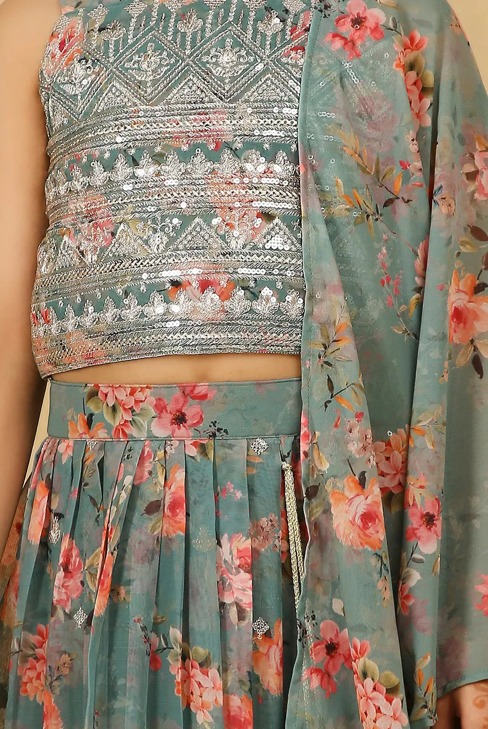 Shanaya Grey Lehengha set Kid1