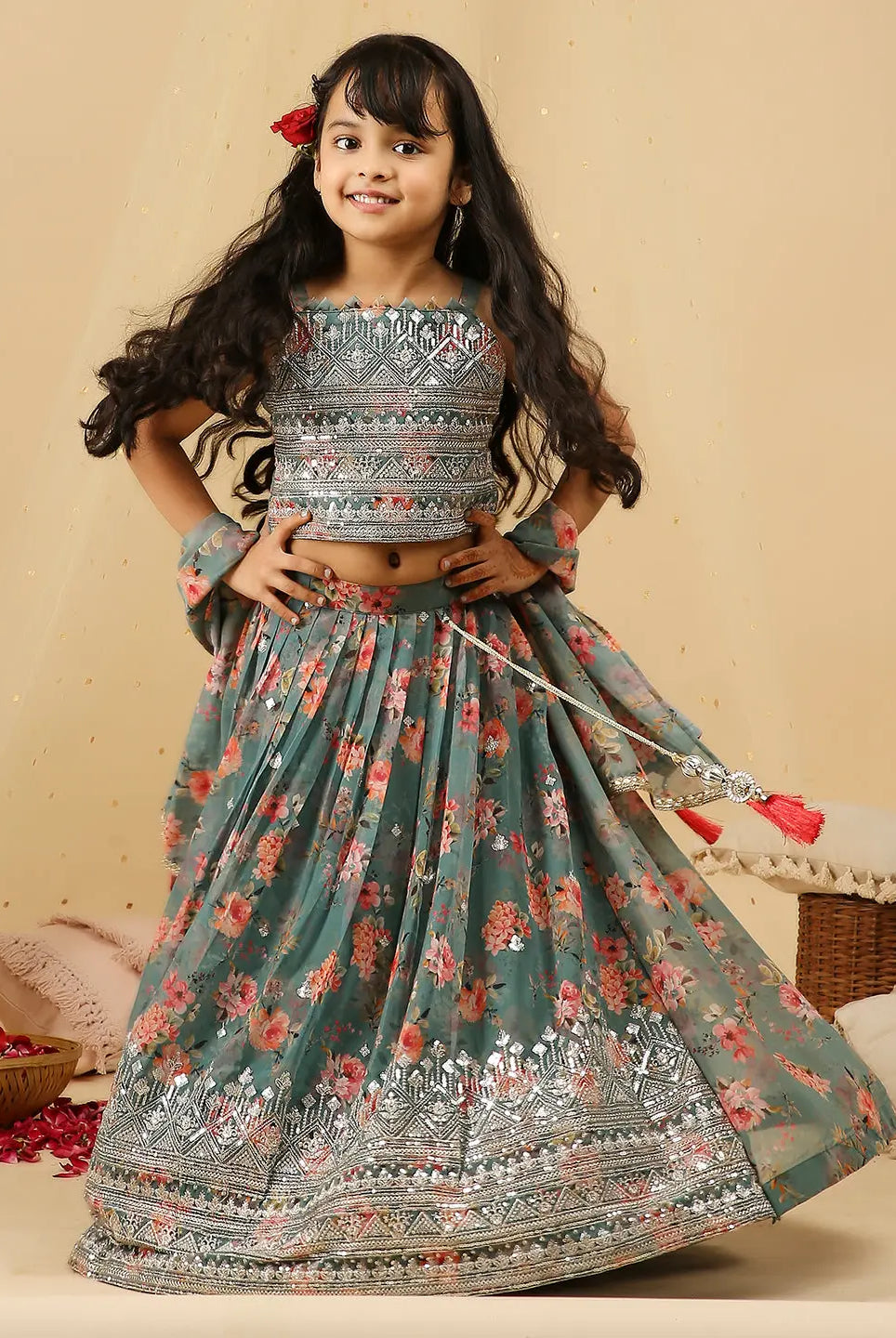 Shanaya Grey Lehengha set Kid1