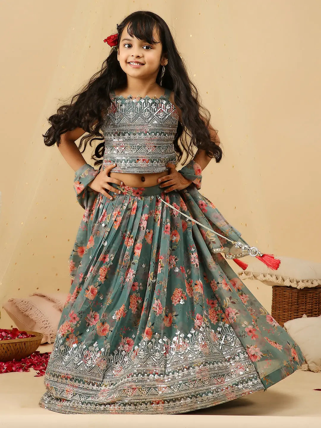 Shanaya Grey Lehengha set Kid1