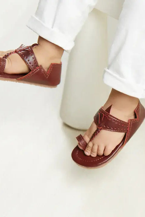 Brown Tassel Boys' Kolhapuri Sandals Pretty Random Design