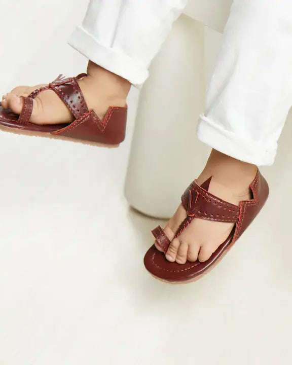 Brown Tassel Boys' Kolhapuri Sandals Pretty Random Design