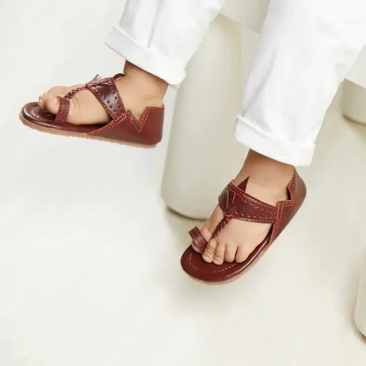 Brown Tassel Boys' Kolhapuri Sandals Pretty Random Design