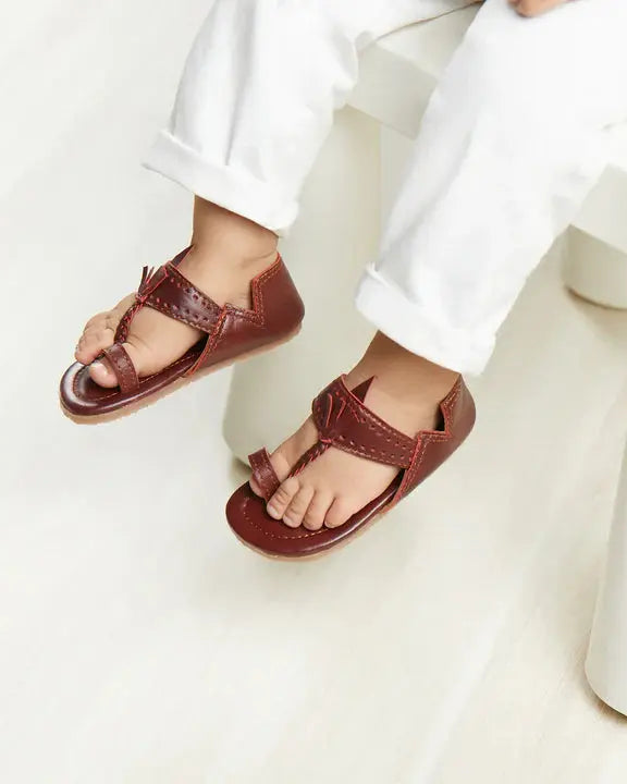 Brown Tassel Boys' Kolhapuri Sandals Pretty Random Design