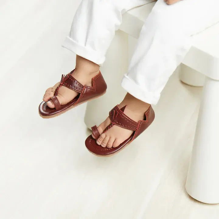 Brown Tassel Boys' Kolhapuri Sandals Pretty Random Design