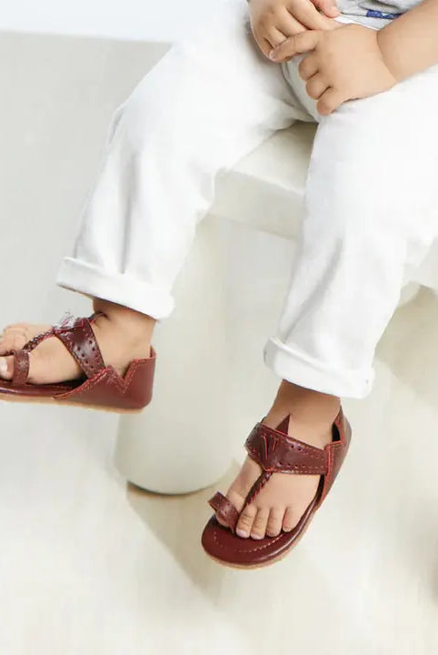 Brown Tassel Boys' Kolhapuri Sandals Pretty Random Design