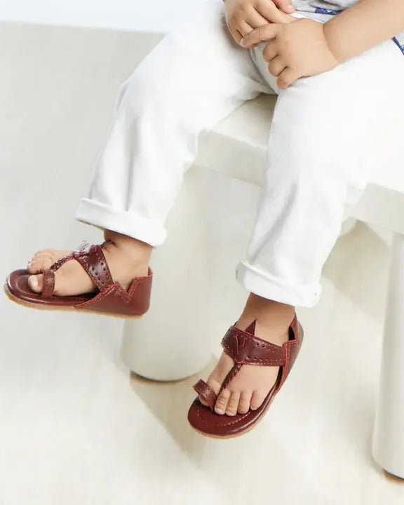 Brown Tassel Boys' Kolhapuri Sandals Pretty Random Design