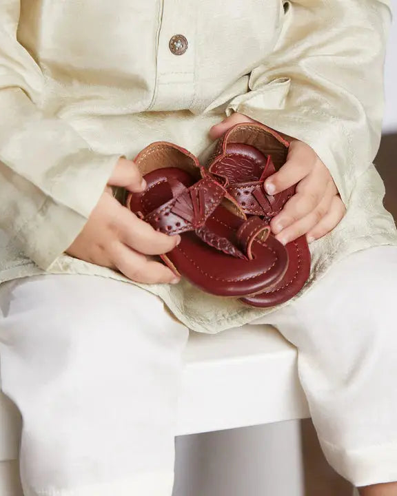Brown Tassel Boys' Kolhapuri Sandals Pretty Random Design