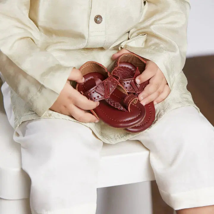 Brown Tassel Boys' Kolhapuri Sandals Pretty Random Design