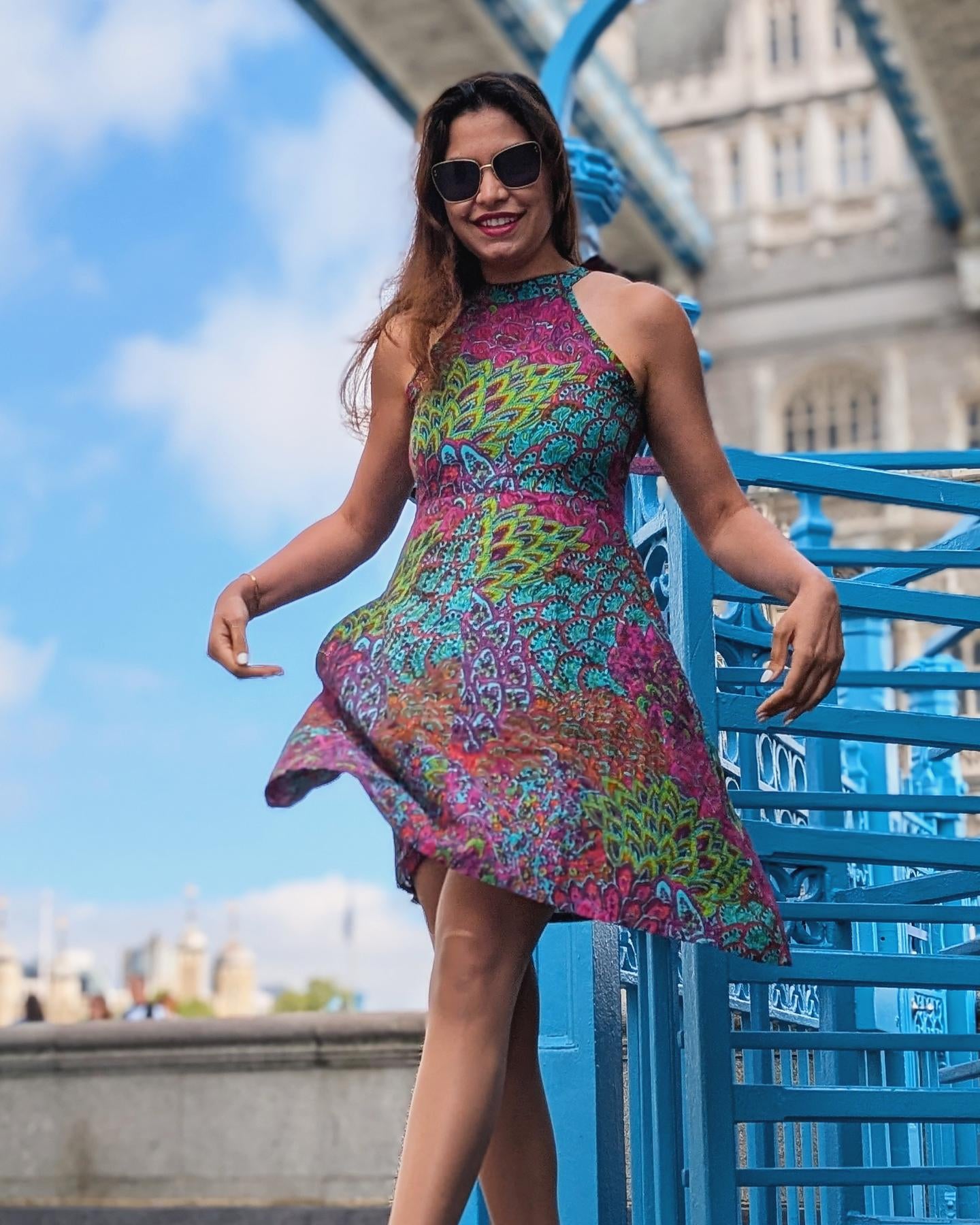 Peru Women's Halter Dress in Muslin Cotton