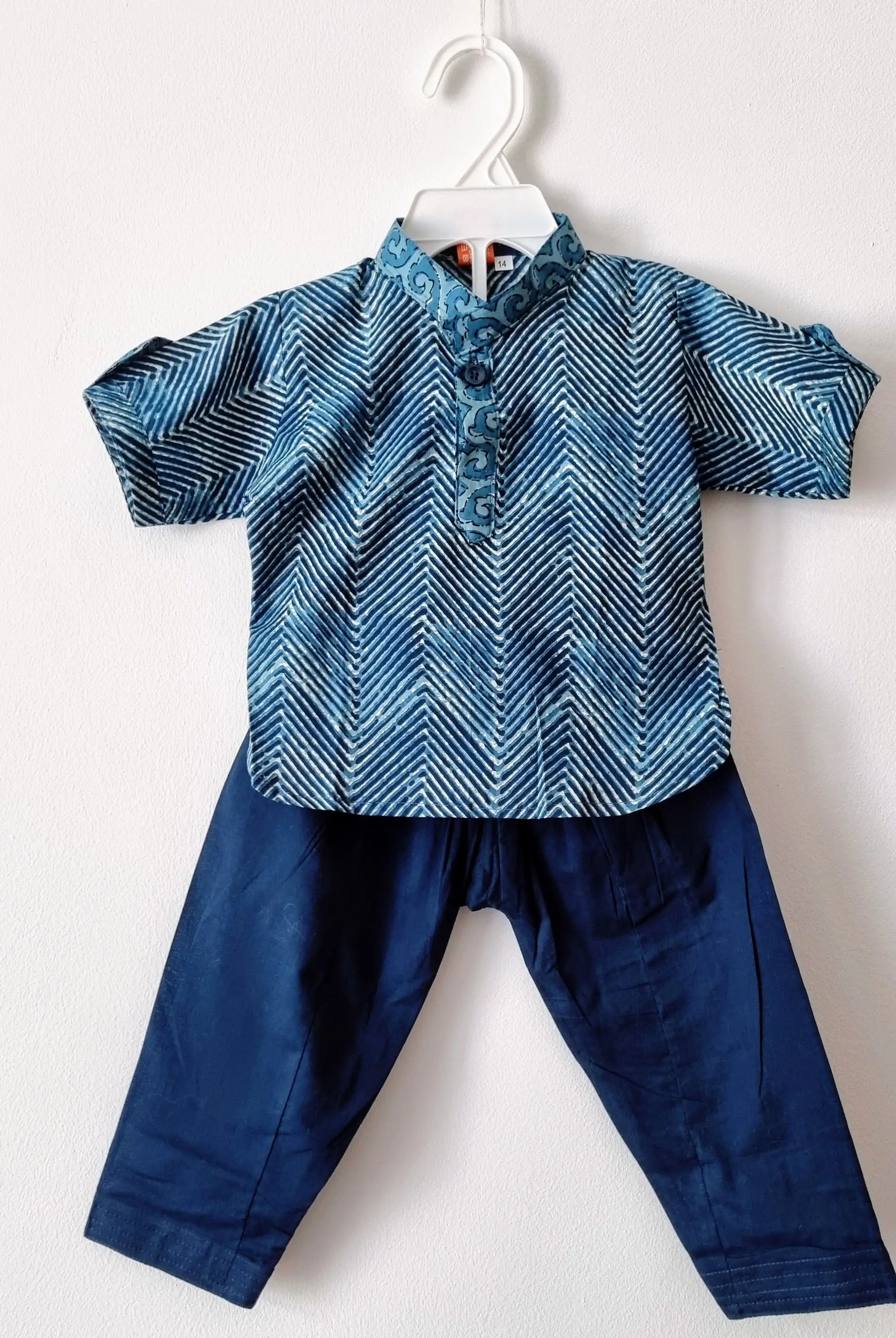 Pathani Style Cotton Kurta Set - Nimbu Kids