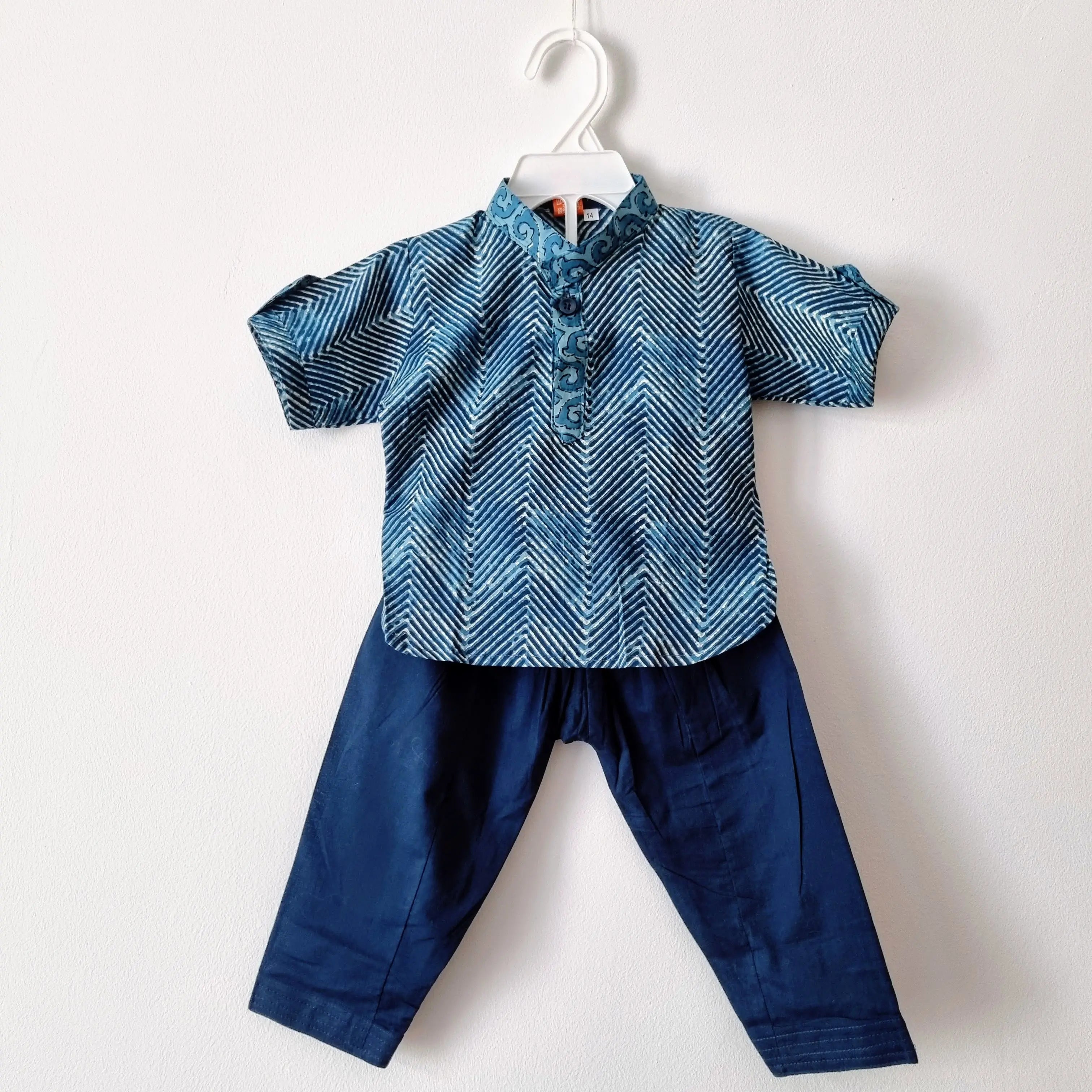 Pathani Style Cotton Kurta Set - Nimbu Kids