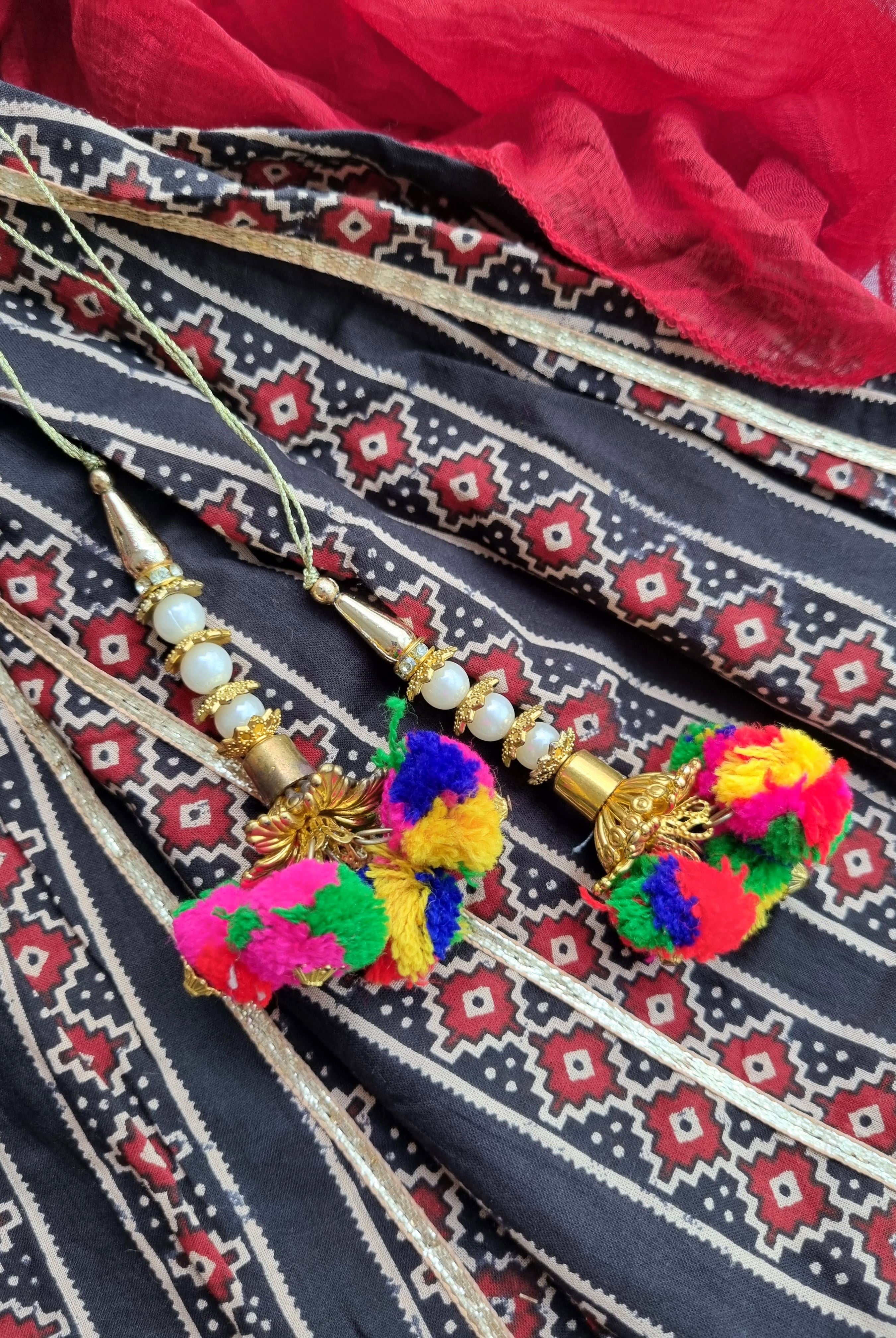 Chand Black Halter Lehenga Set - Nimbu Kids