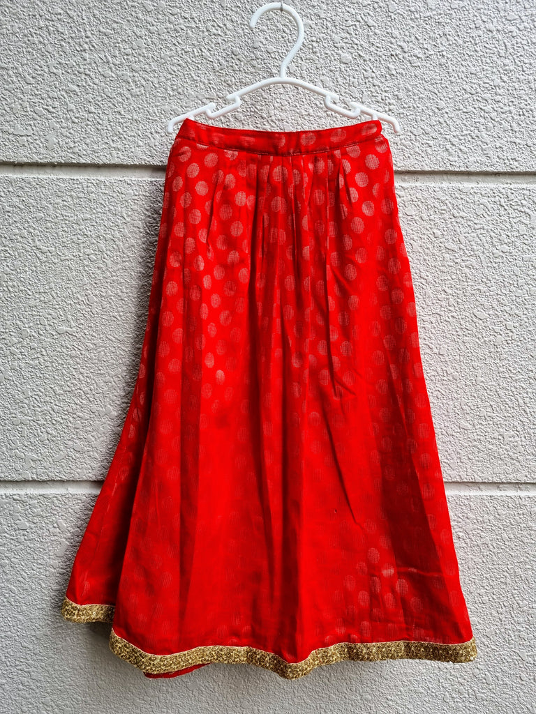 [4-5 yrs] Preloved Festive Red & Gold Skirt - Nimbu Kids