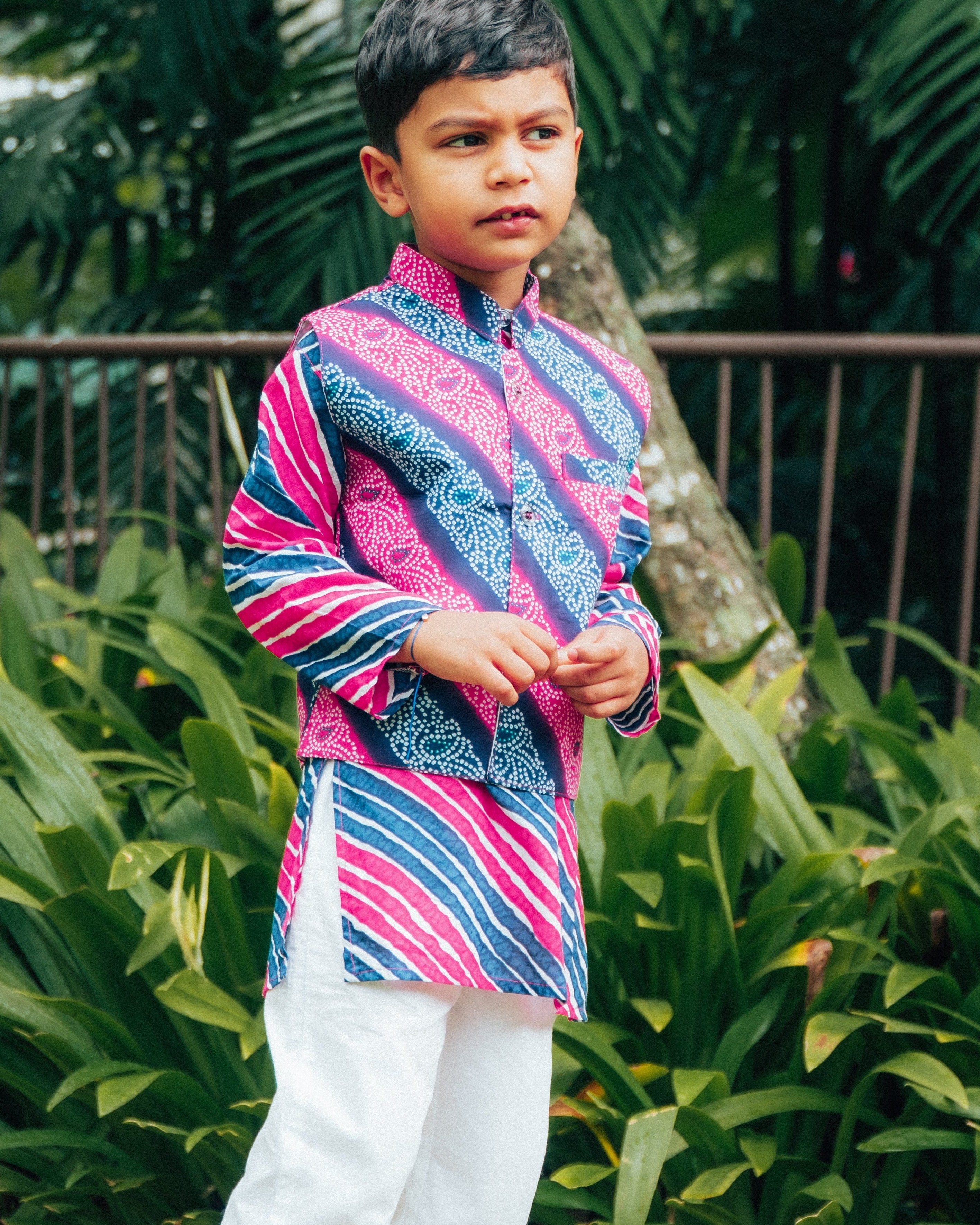 Leheriya Onion Purple Jacket set - Nimbu Kids