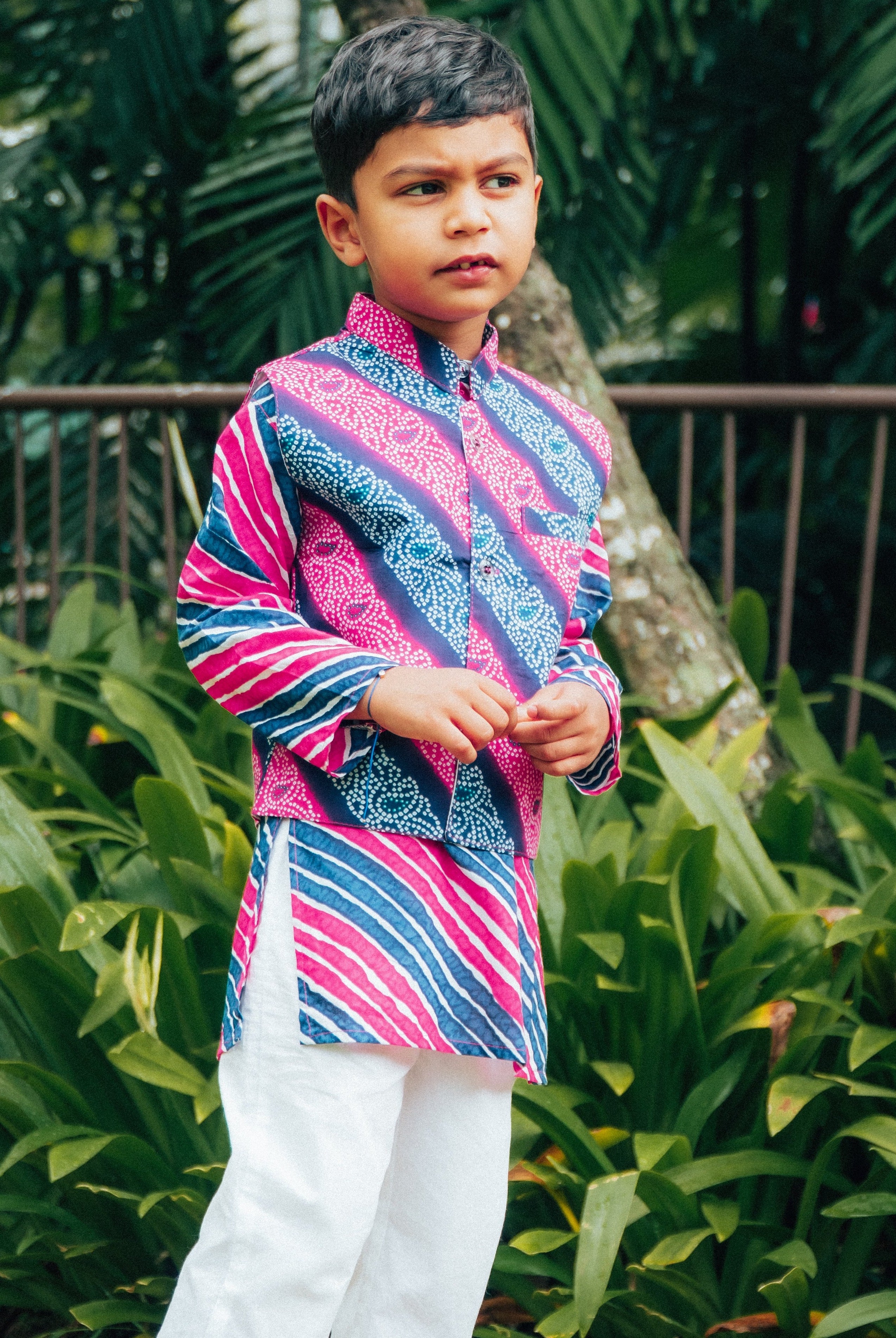 Leheriya Onion Purple Jacket set - Nimbu Kids