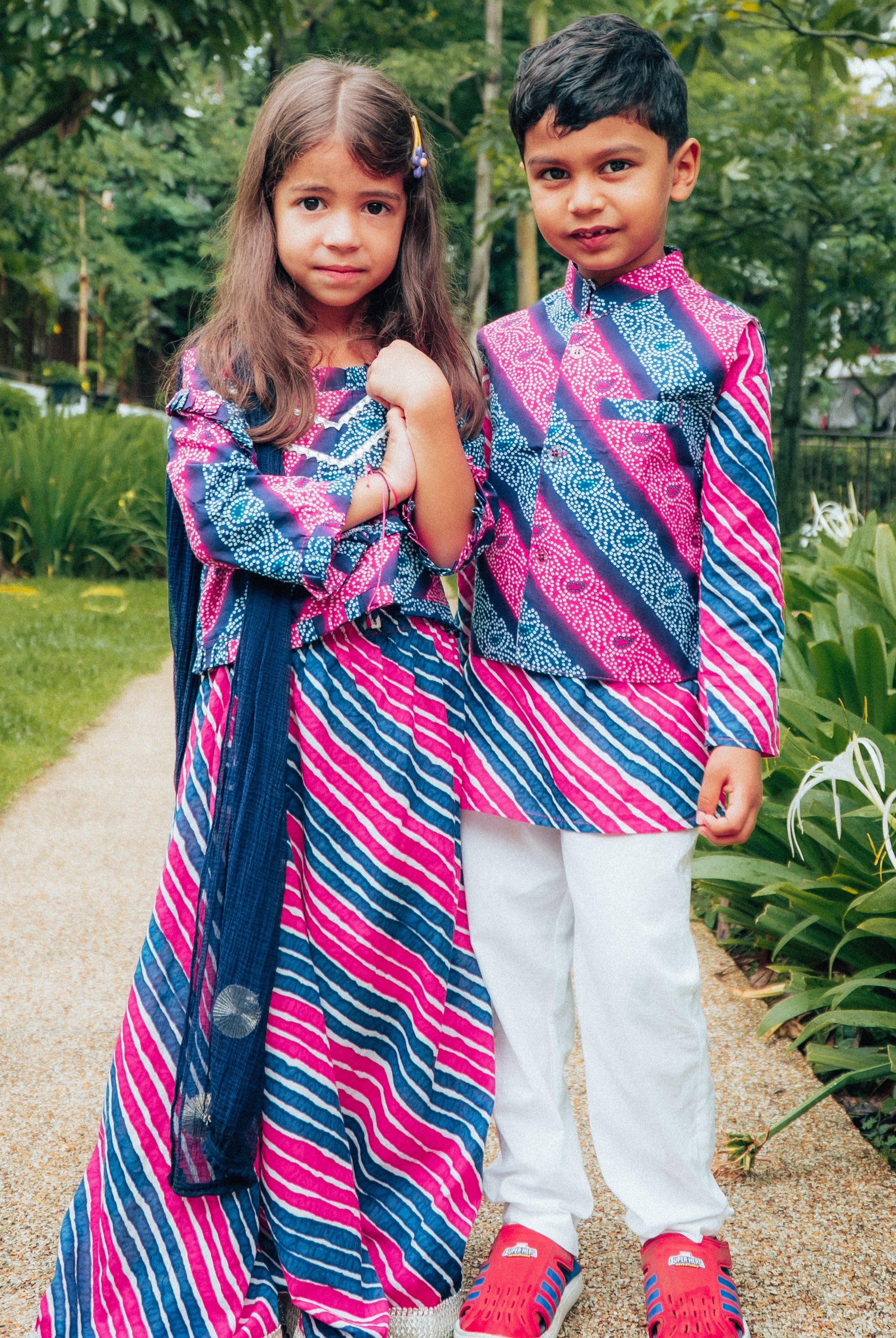 Leheriya Onion Purple Jacket set - Nimbu Kids