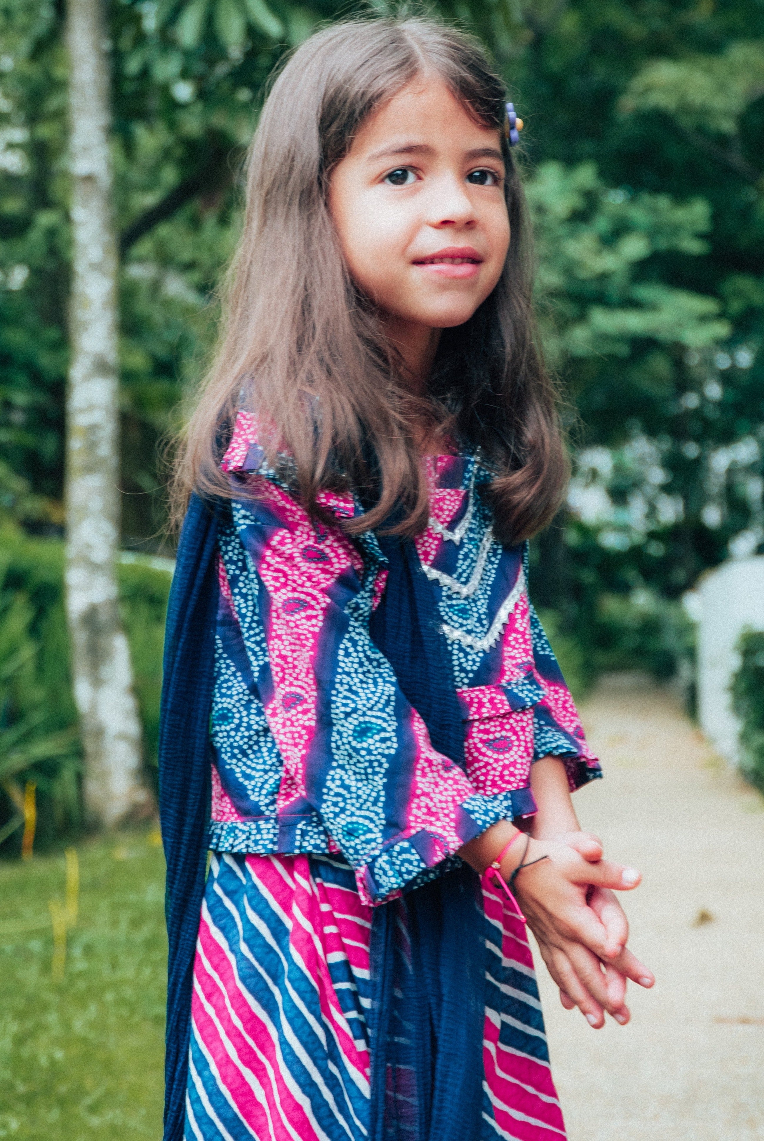 Leheriya Onion Purple Lehenga Set - Nimbu Kids