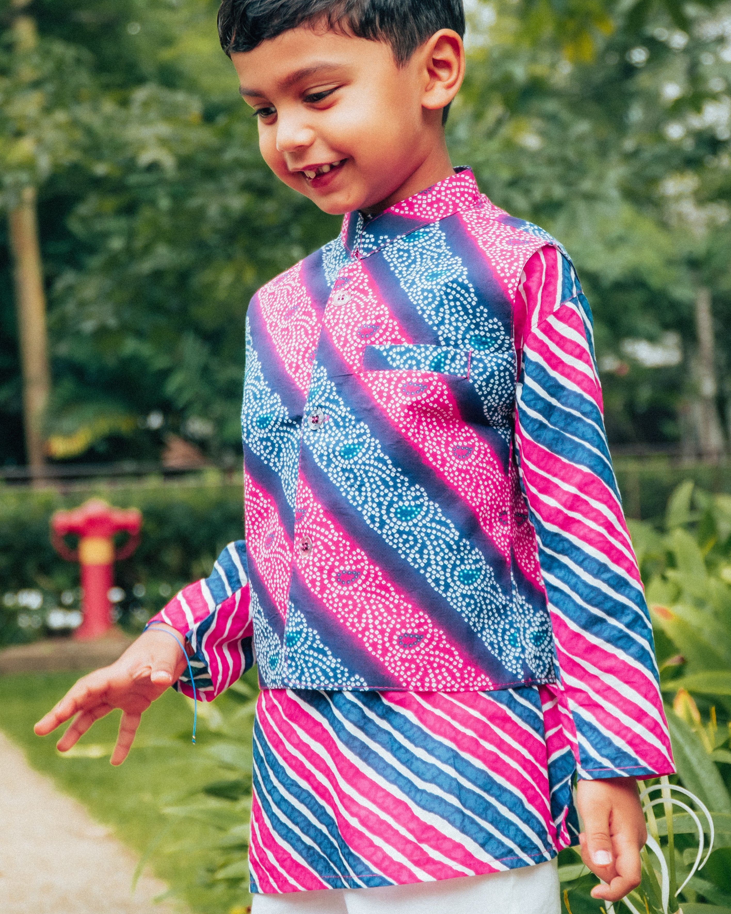 Leheriya Onion Purple Jacket set - Nimbu Kids
