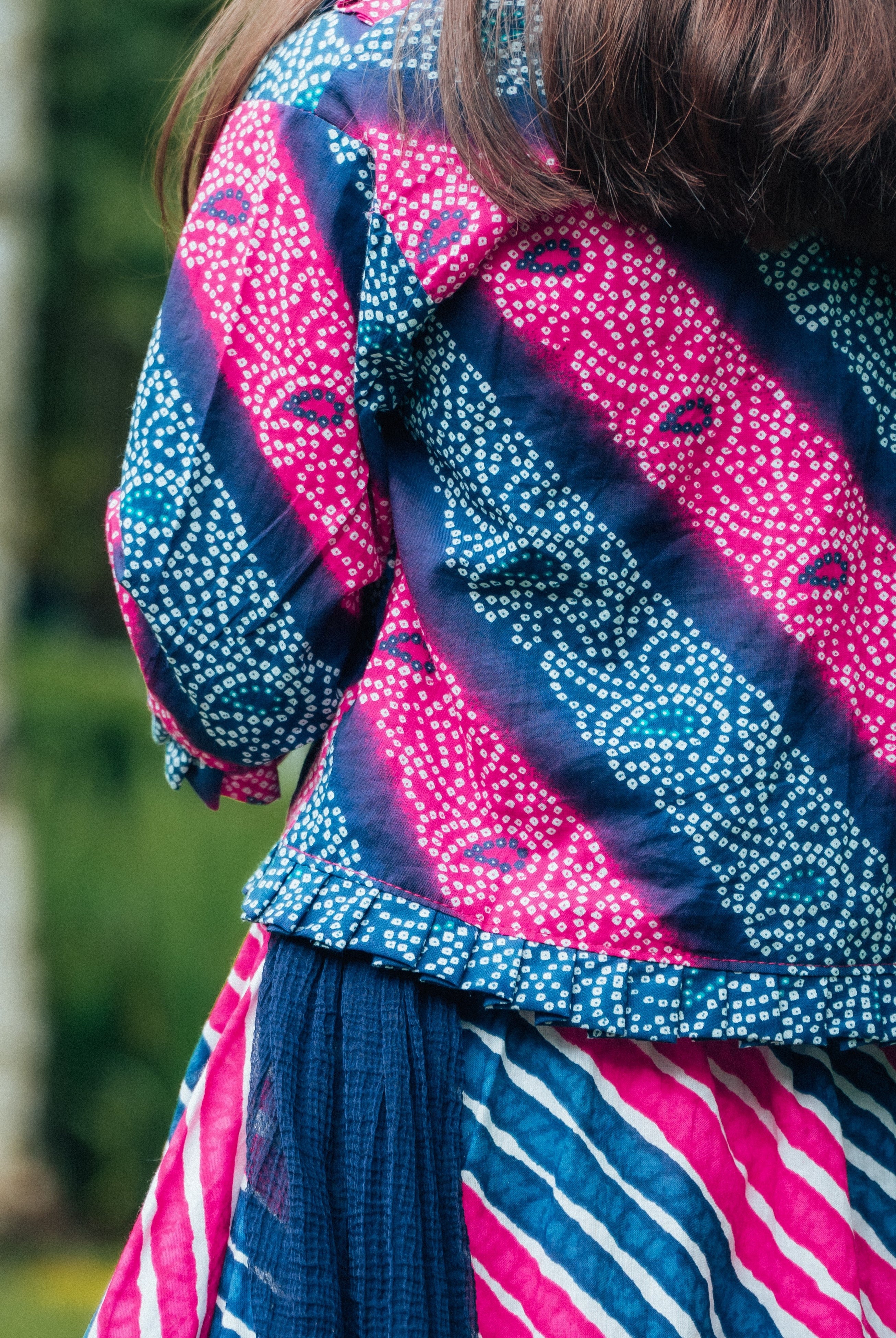 Leheriya Onion Purple Lehenga Set - Nimbu Kids