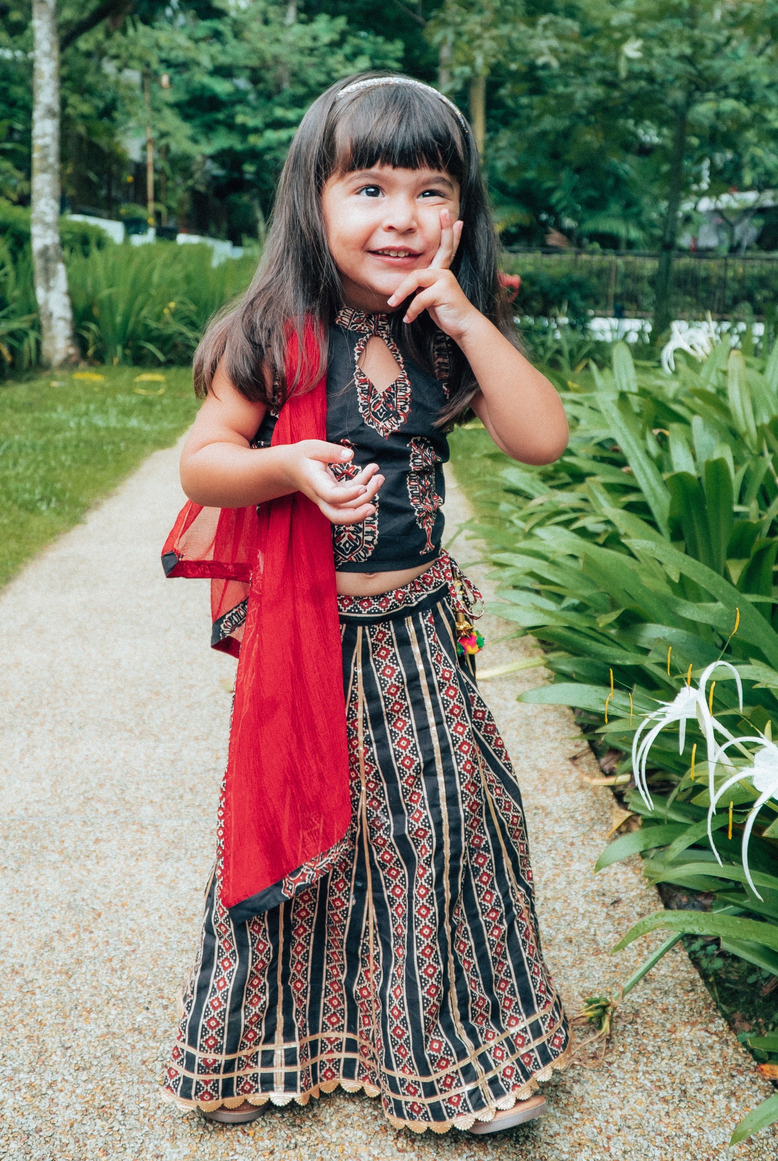 Chand Black Halter Lehenga Set - Nimbu Kids