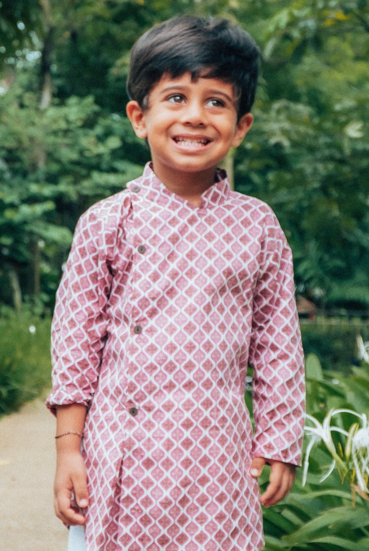 Onion Pink Kurta Pajama with side buttons - Nimbu Kids