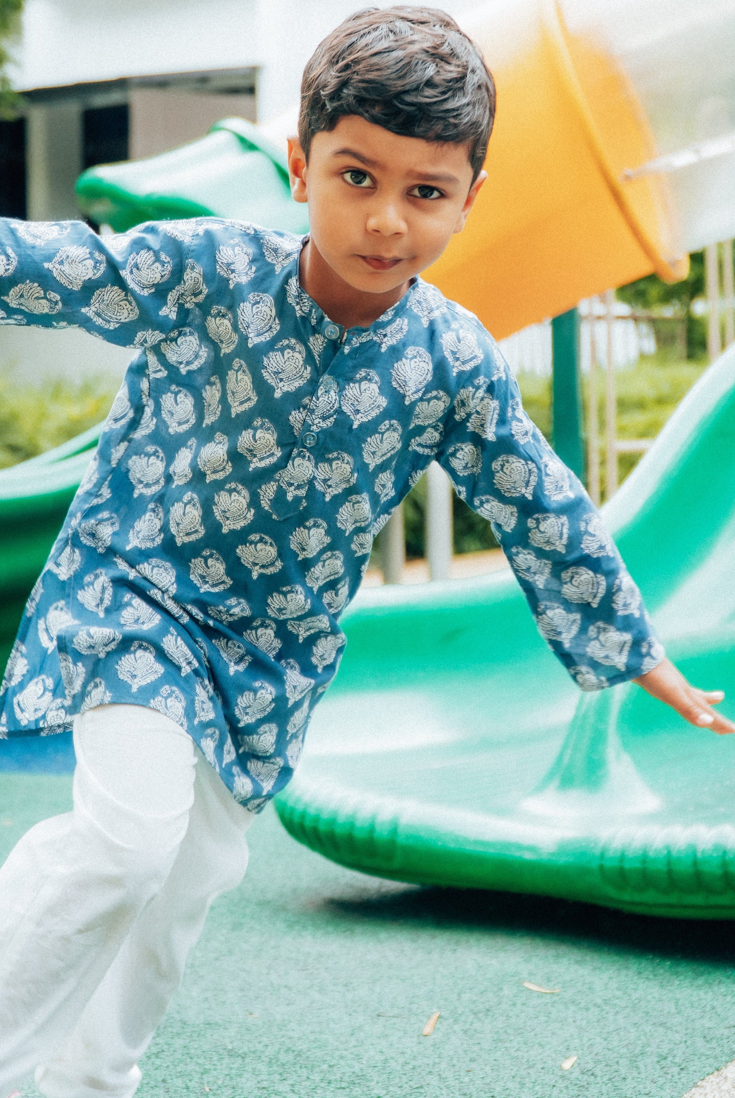 Barkha Indigo Kurta Pajama - Nimbu Kids