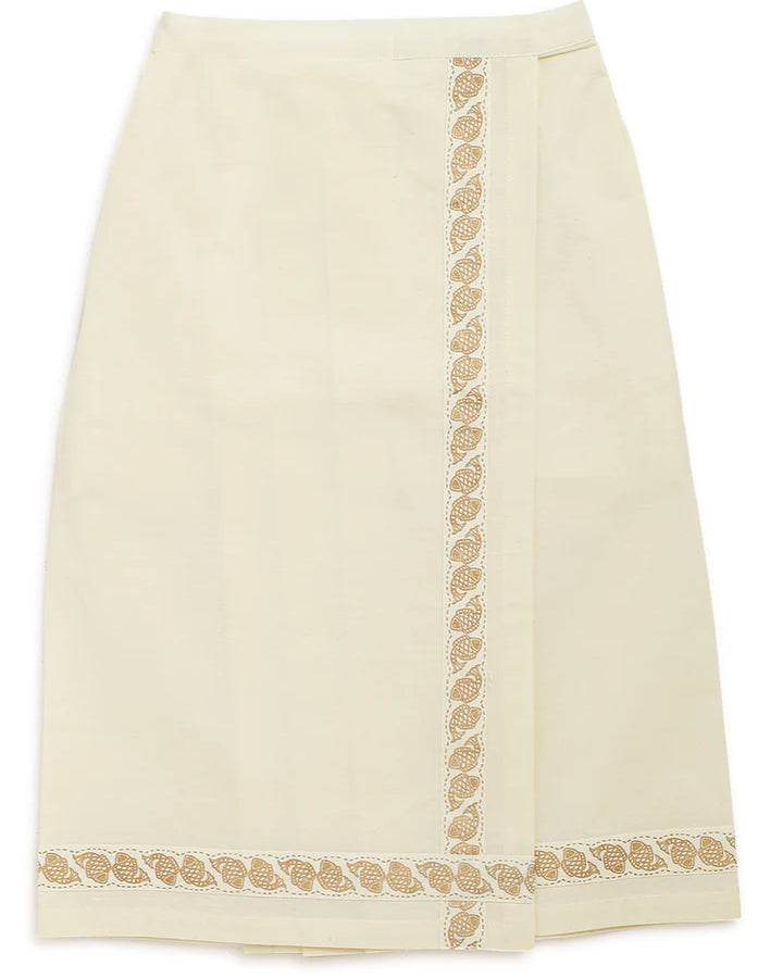 Rajnikant 3pc Cotton Mundu Set in Cream - Nimbu Kids