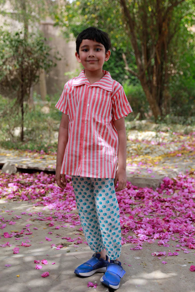 Pink Stripes Organic Cotton Shirt - Nimbu Kids