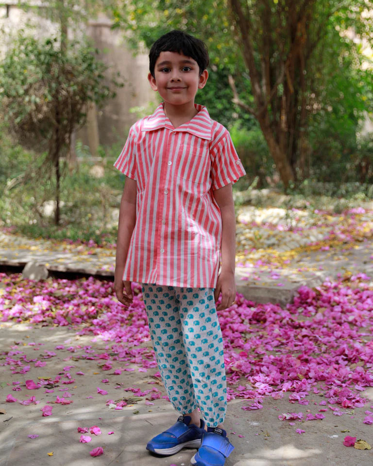 Pink Stripes Organic Cotton Shirt - Nimbu Kids