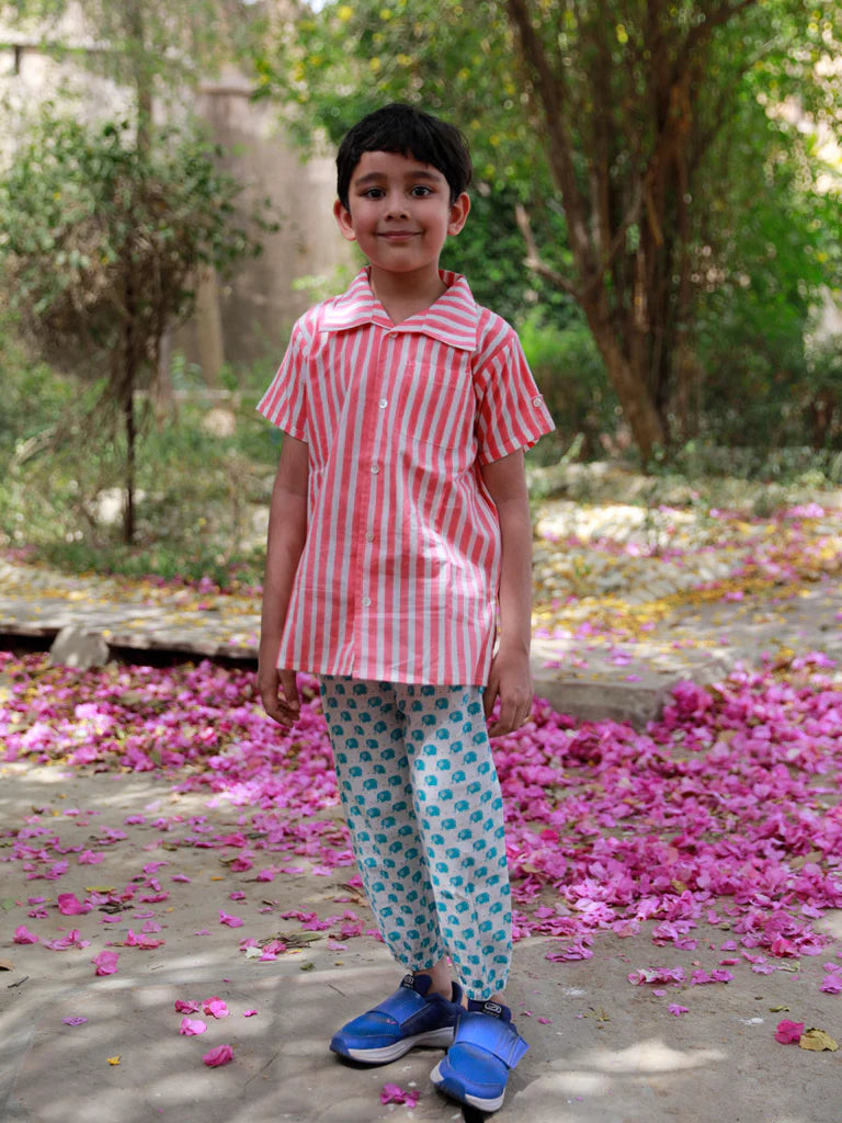 Pink Stripes Organic Cotton Shirt - Nimbu Kids