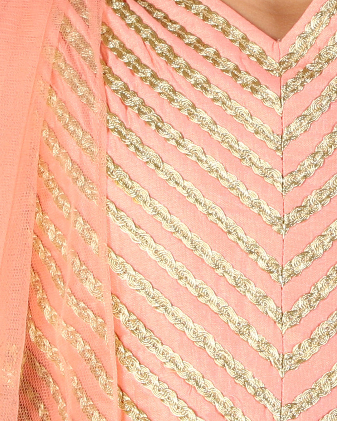 Anna Coral Pink Net Lehenga Choli - Nimbu Kids