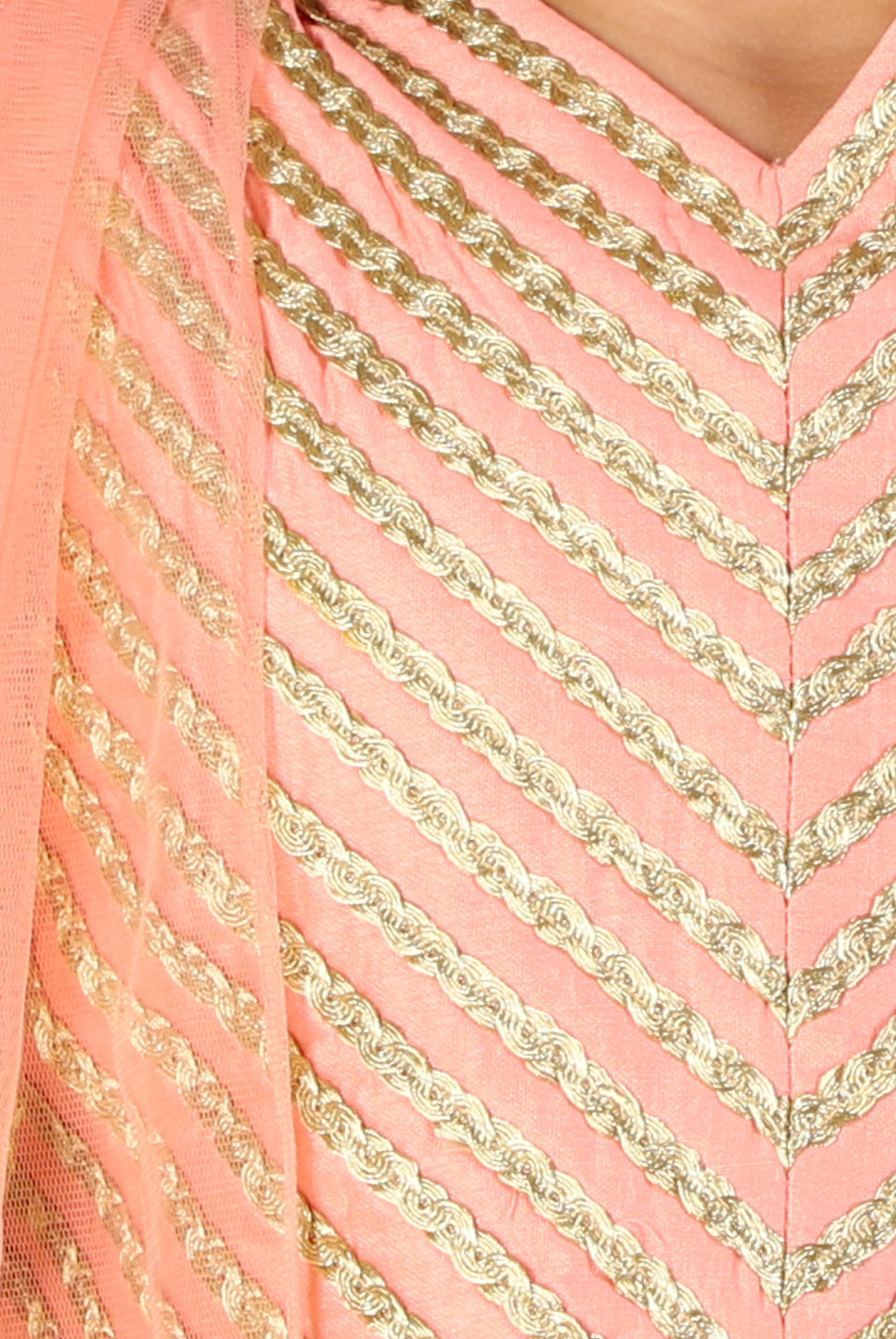 Anna Coral Pink Net Lehenga Choli - Nimbu Kids