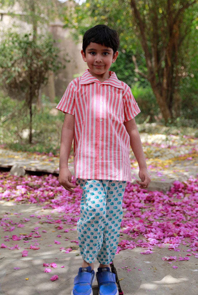 Pink Stripes Organic Cotton Shirt - Nimbu Kids
