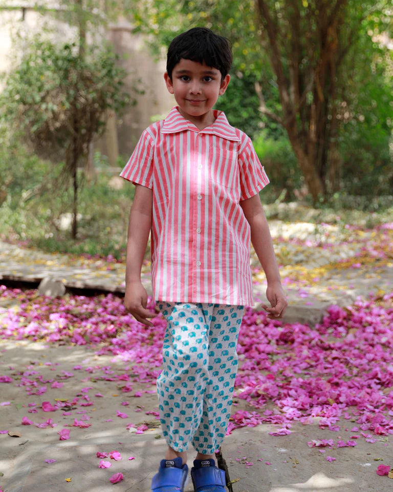 Pink Stripes Organic Cotton Shirt - Nimbu Kids