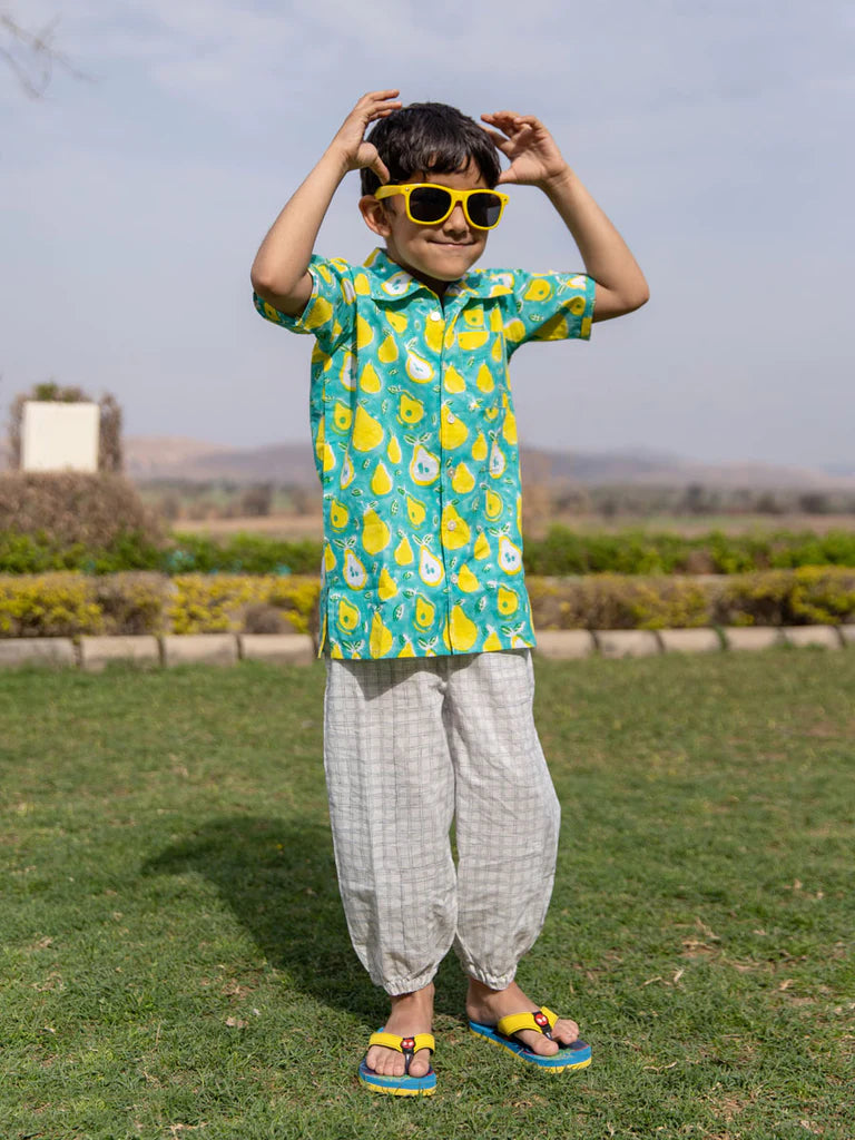 Green Pear Organic Cotton Shirt - Nimbu Kids